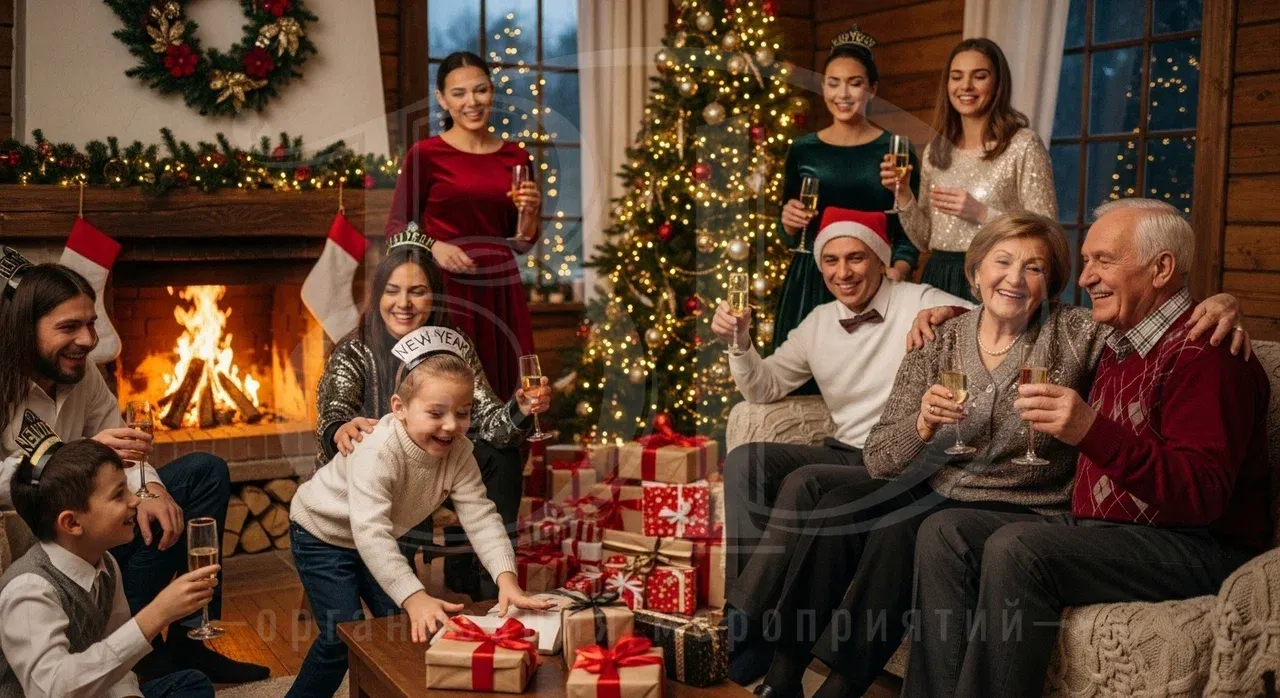 Рождественская вечеринка в кругу семьи