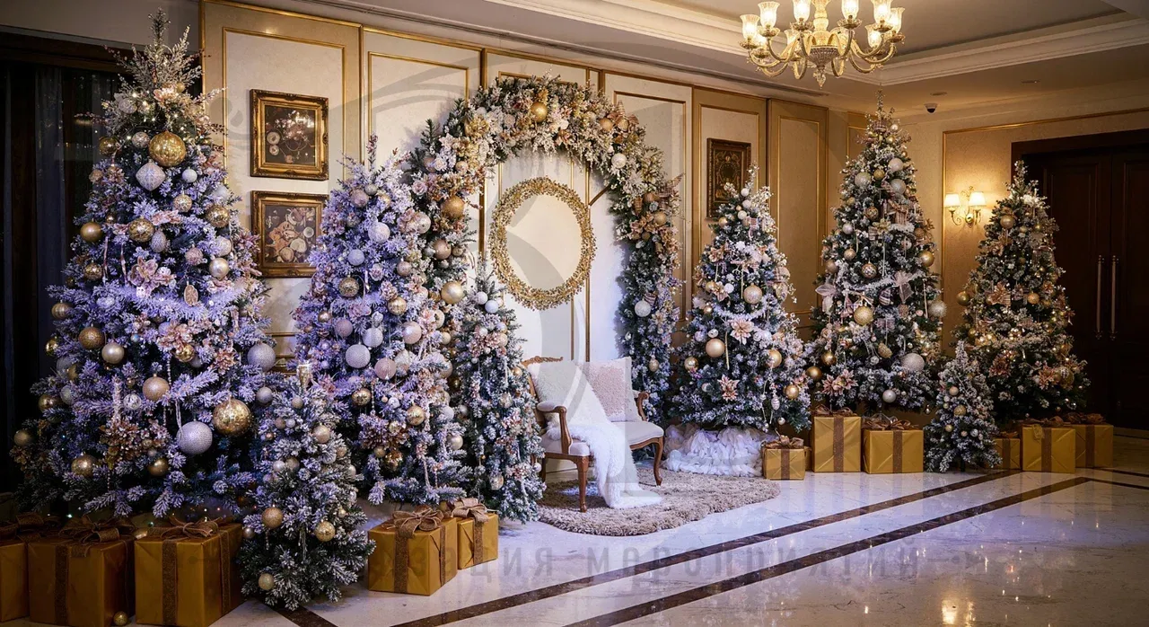 Традиционный стиль оформления фотозоны для новогодней вечеринки