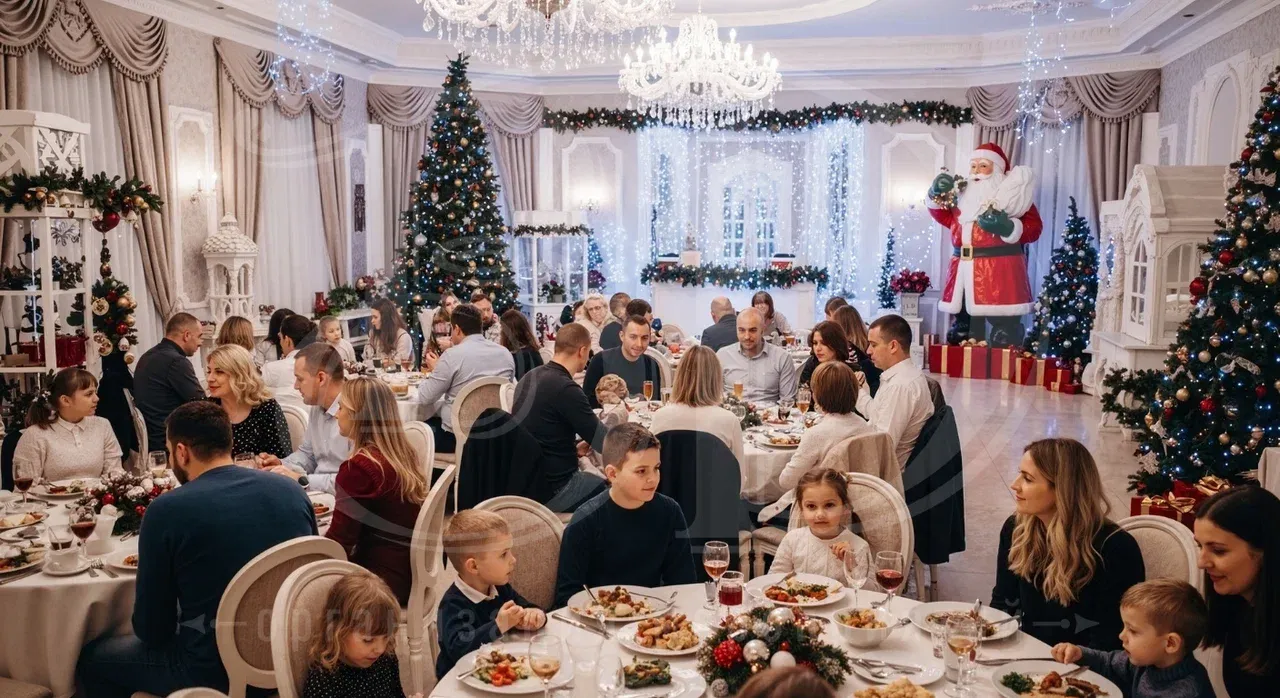 Банкет для участников выездного корпоратива на Новый год