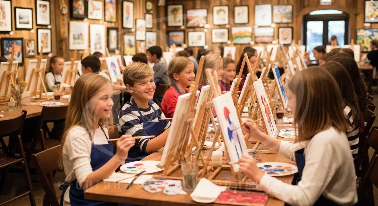 Арт вечеринки: рисовать картины могут и дети: каждый гость забирает с собой свою работу