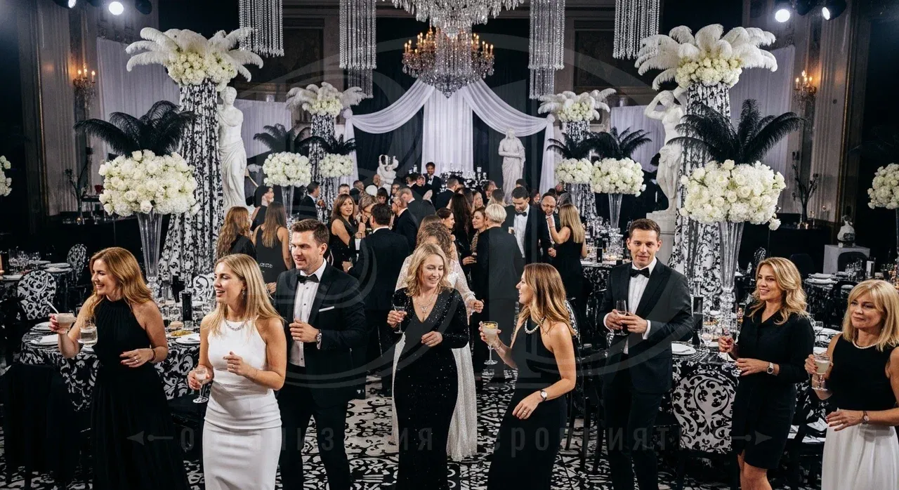 Блэк вечеринка в сочетании чёрного и белого цветов
