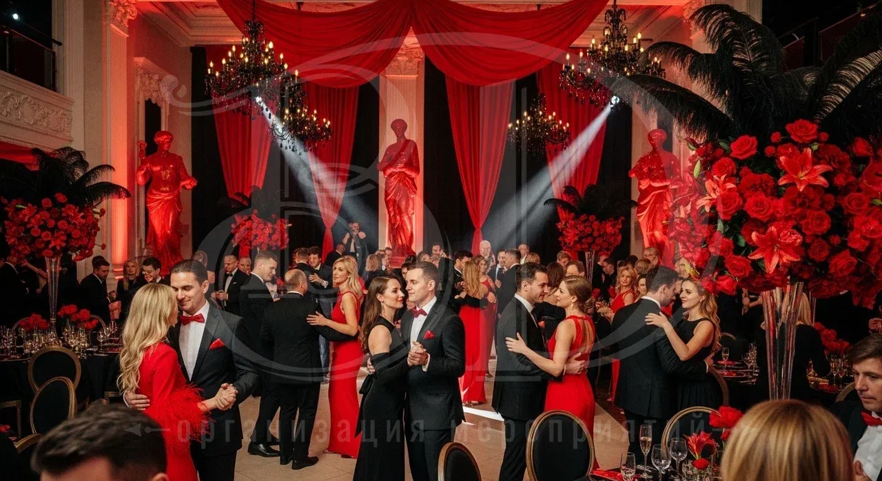 Блэк вечеринка в сочетании красного и чёрного цветов