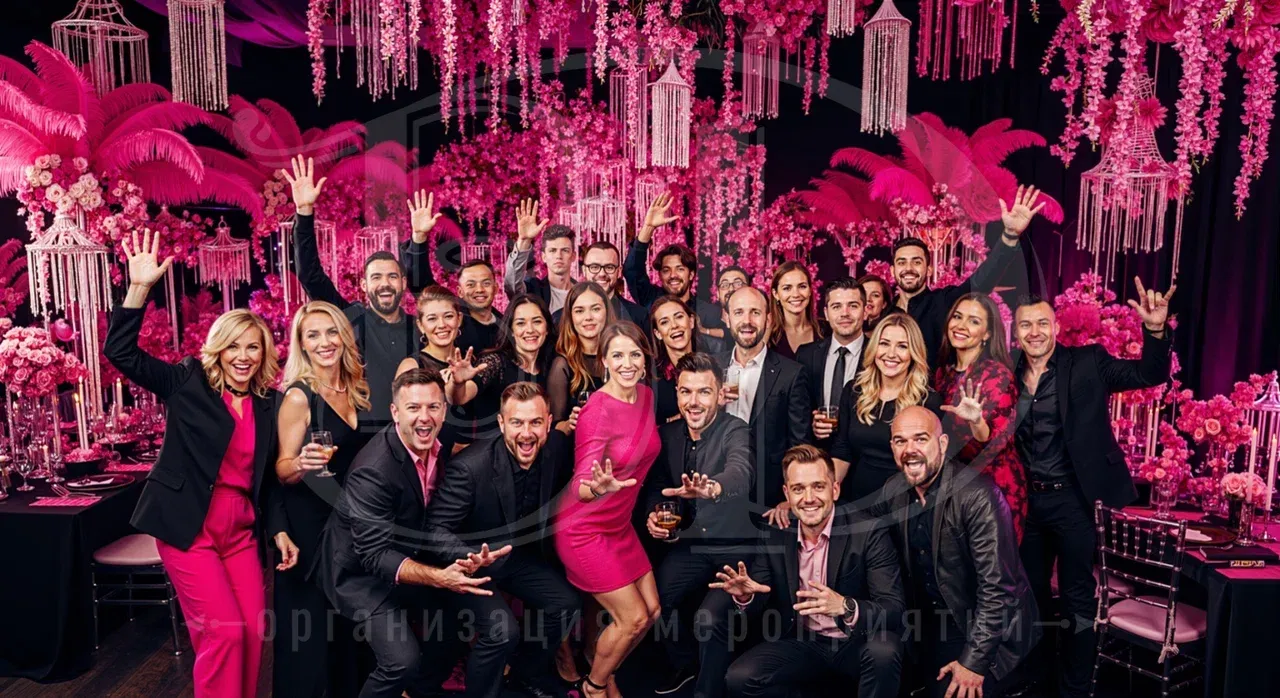 Блэк пати в сочетании чёрного и розового цветов