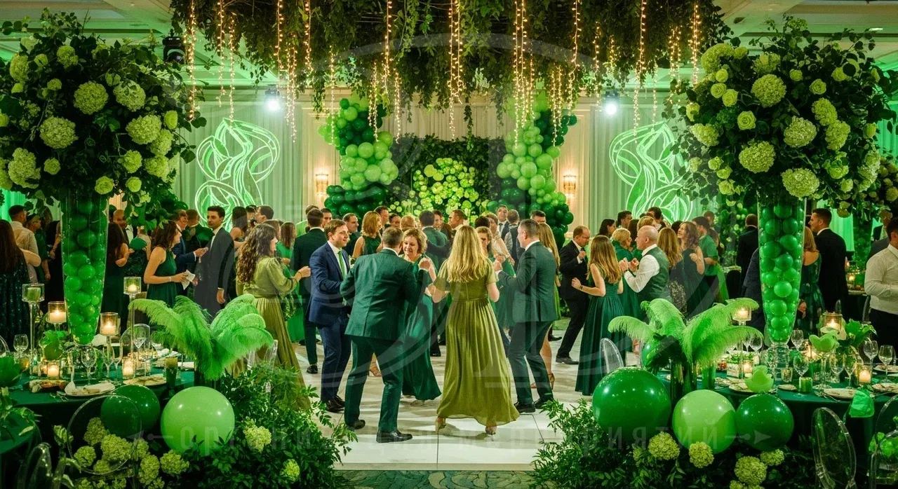 Вечеринка в цветном стиле: зелёная
