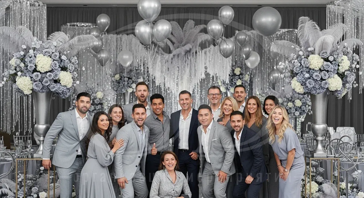 Идеи для цветной вечеринки: серая