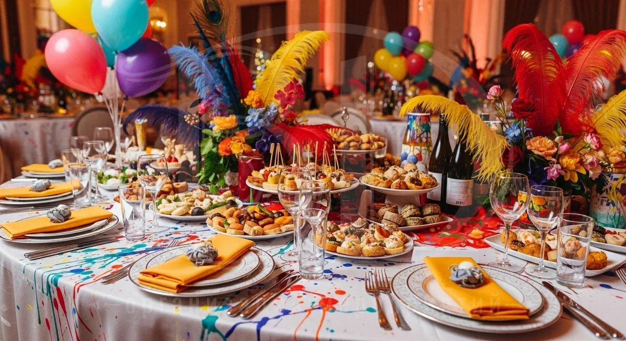 Продукты для цветной вечеринки