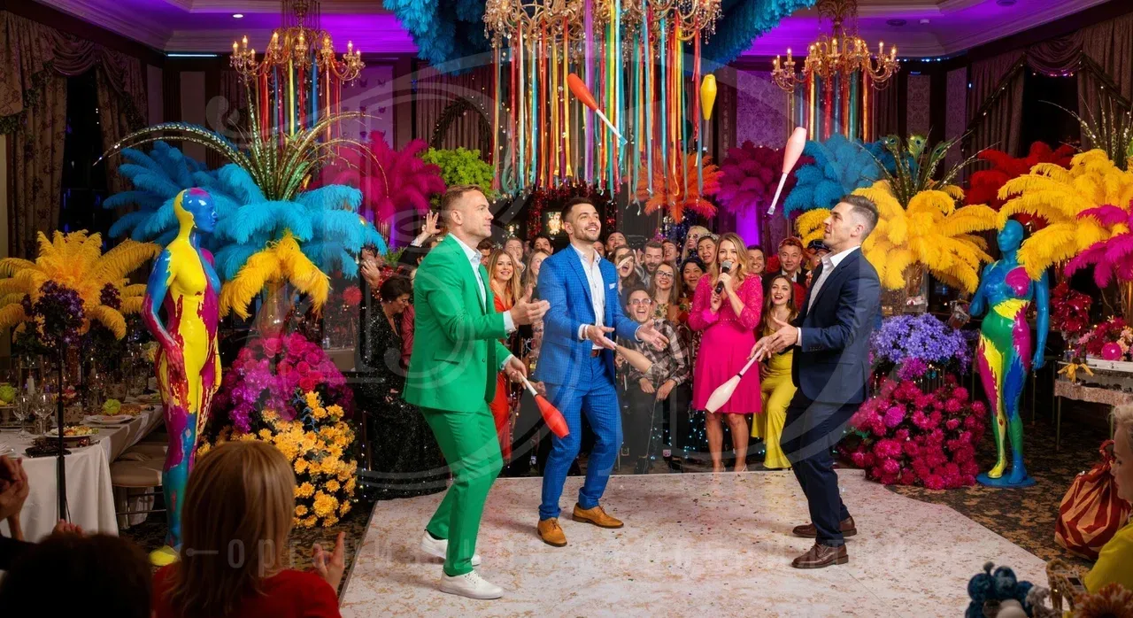 Развлечения на вечеринке в цветном стиле