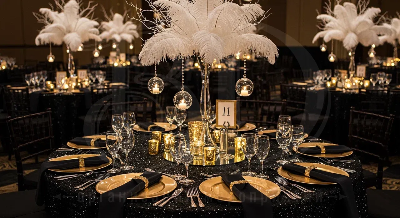 Вечеринка в стиле Гэтсби: сервировка столов