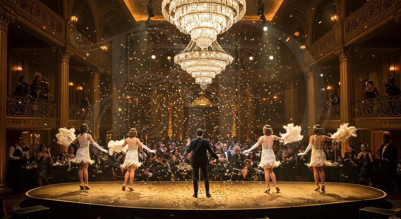 Шоу программа на вечеринке в стиле Гэтсби