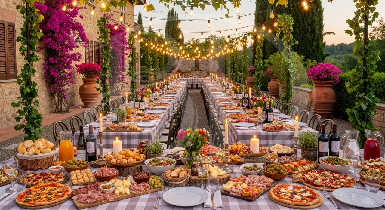 Вечеринка в итальянском стиле на природе