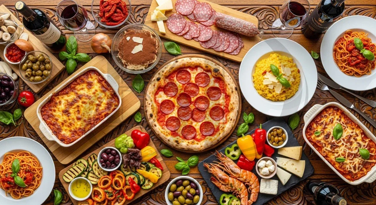 Банкетное меню для гостей вечеринки в итальянском стиле