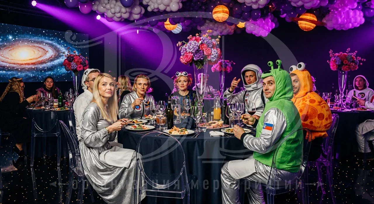 Банкет для гостей космической вечеринки