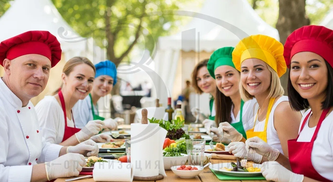 Банкет в завершение активной программы кулинарного корпоратива