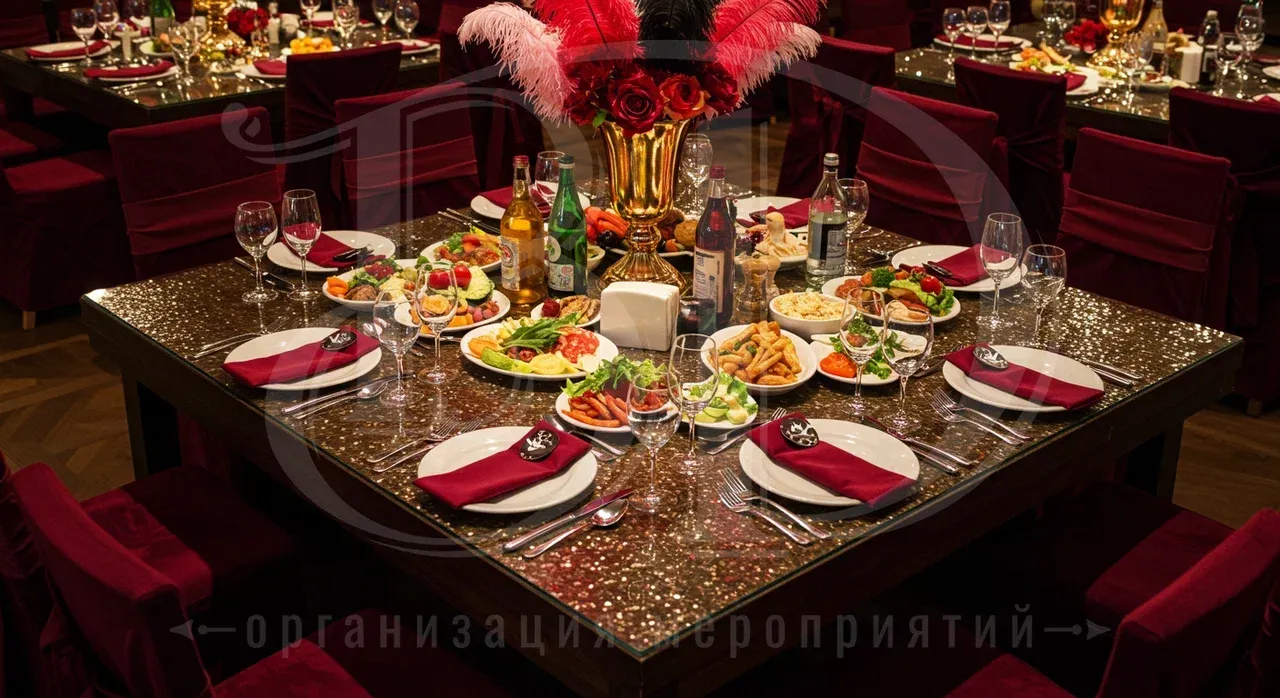 Банкет для гостей мероприятия в стиле Мафия