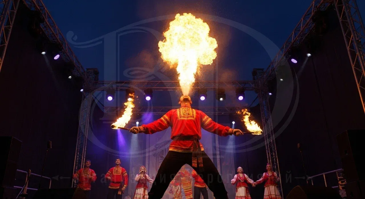 Огенное шоу на корпоративе по-русски