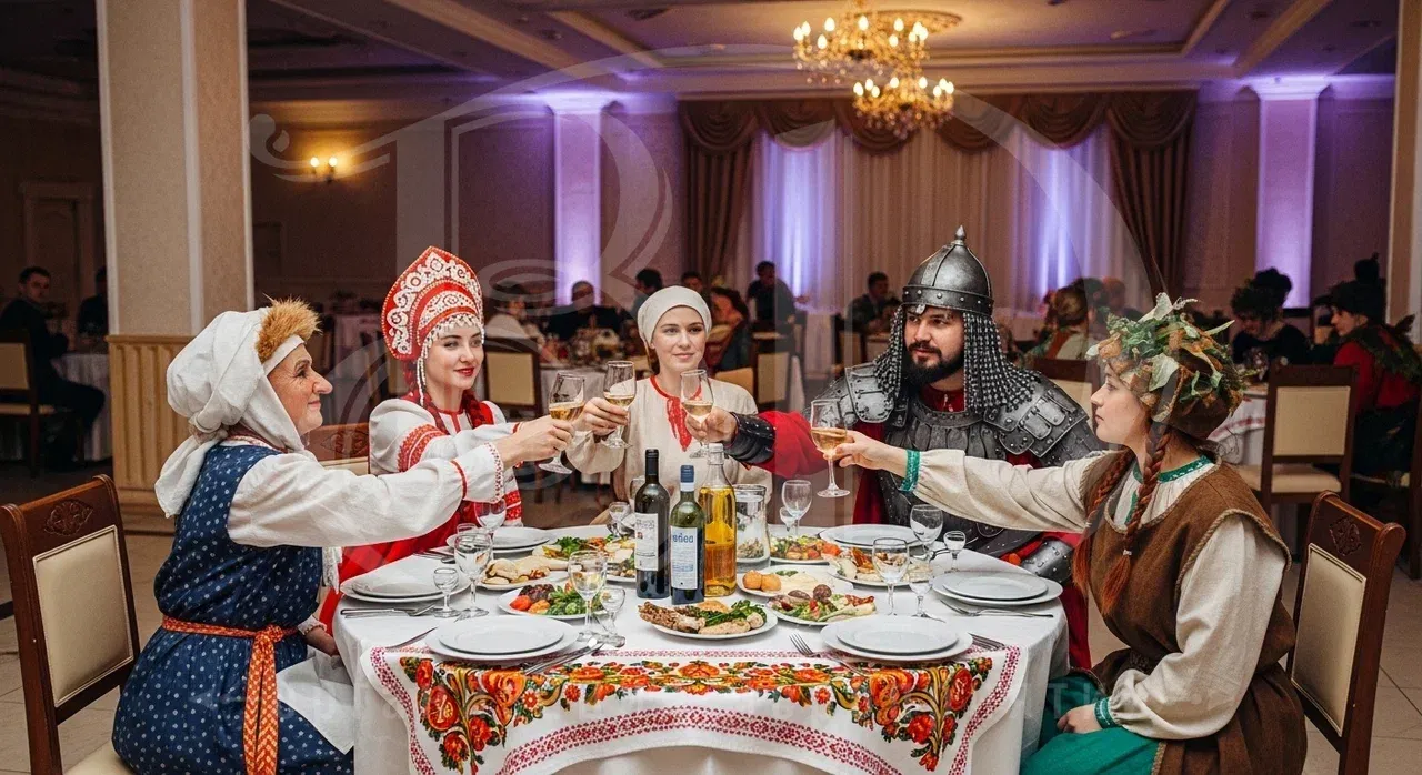 Банкет на вечеринке в стиле русских сказок