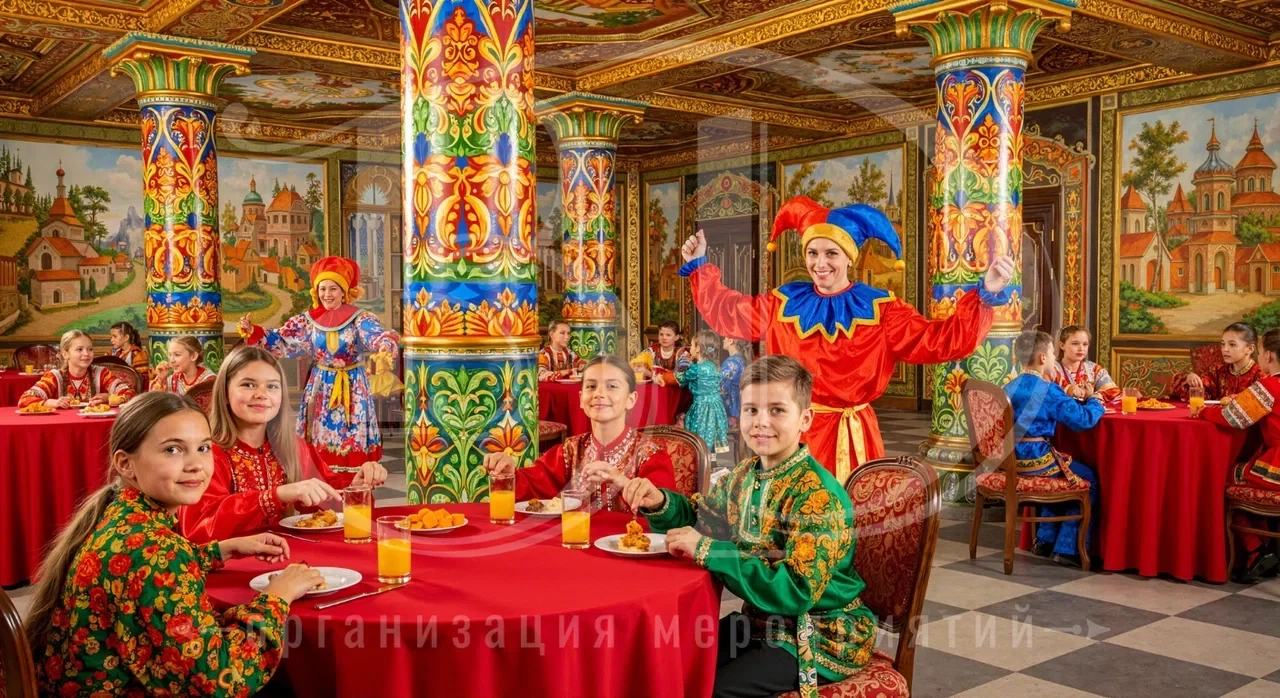 Декорирование пространства для детского мероприятия в стиле русских сказок