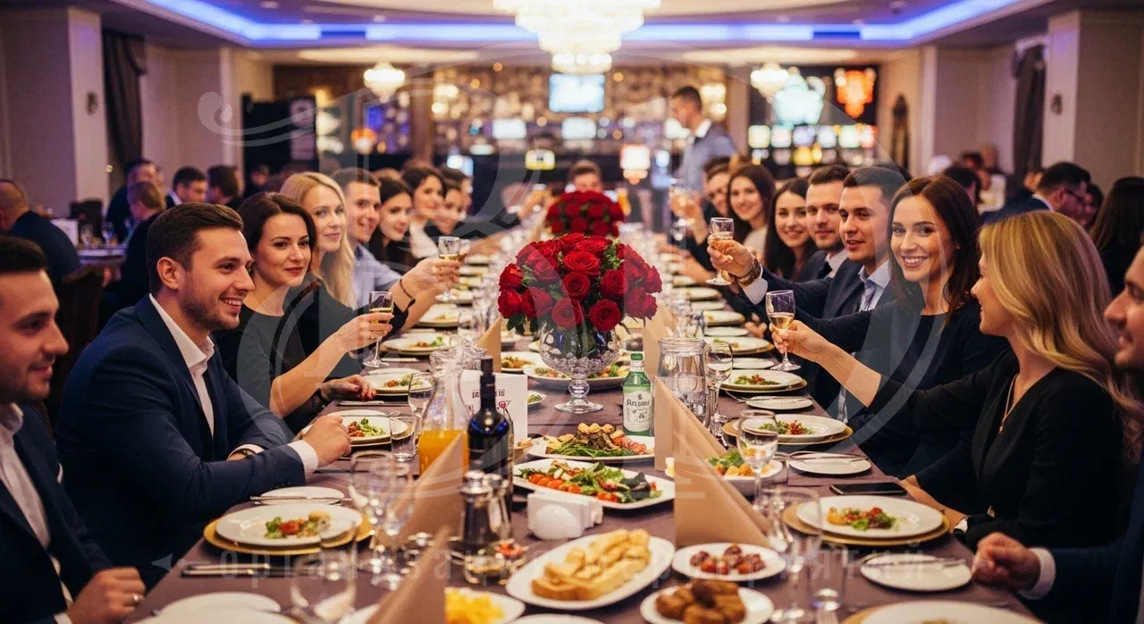 Банкет на вечеринке в стиле казино Лас-Вегаса