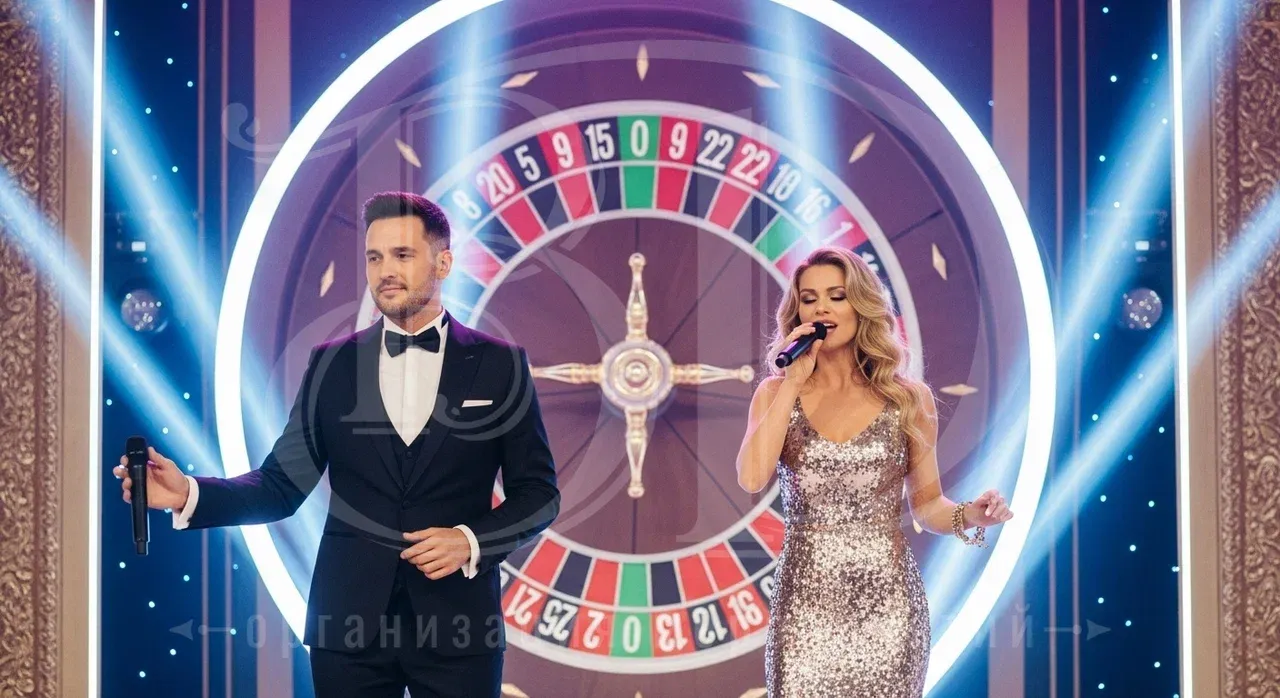 Выступление артистов на вечеринке в стиле казино Лас-Вегаса