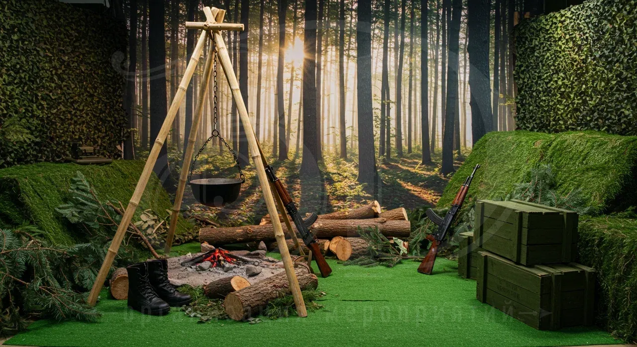 Фотозона на тематической военной вечеринке