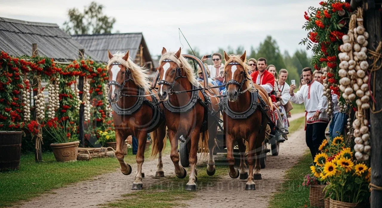 Вечеринка на селе: катание на тройке