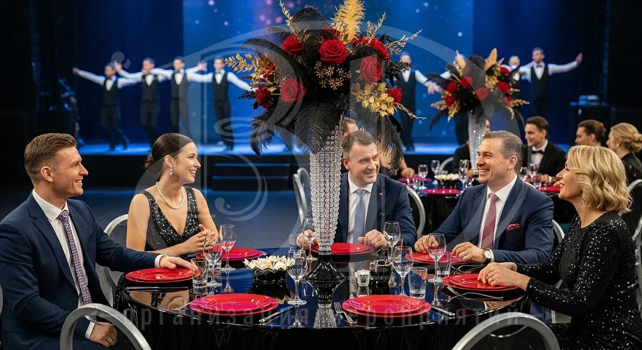 Банкет для гостей мероприятия в стиле Оскар