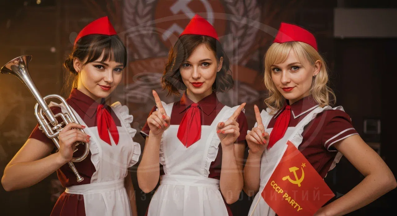 Образы гостей на вечеринке в стиле СССР