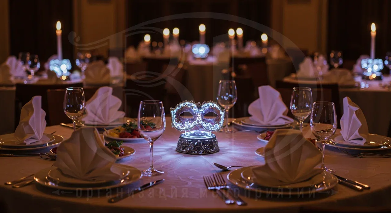 Вечеринка в стиле венецианского карнавала: сервировка столов