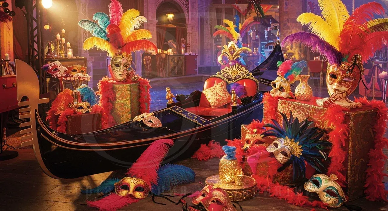 Фотозона на тематической карнавальной вечеринке