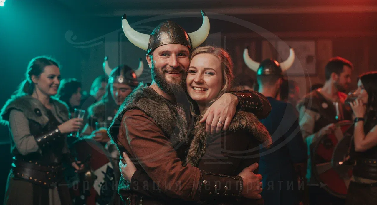 Гости на вечеринке викингов в отличном настроении