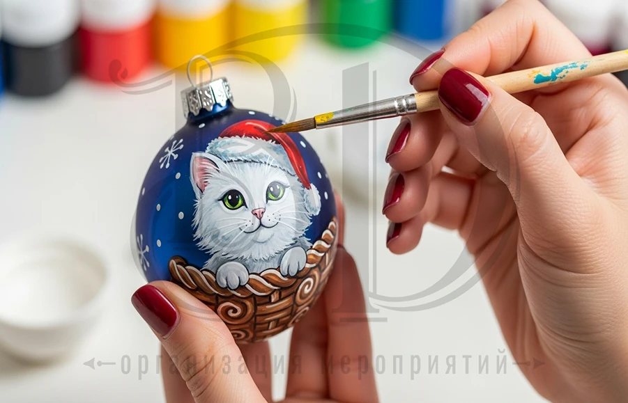 Роспись ёлочных шаров: мастер-класс от агентства Вдсервис Событий