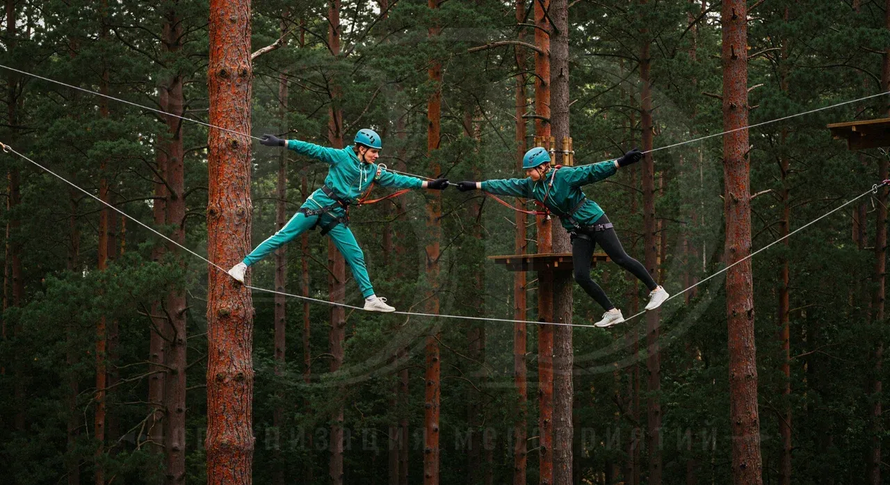 Высокие упражнения в программе веревочного тимбилдинга